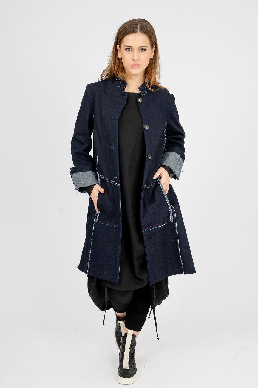 Denim Coat thats raw and rugged- UNISEX