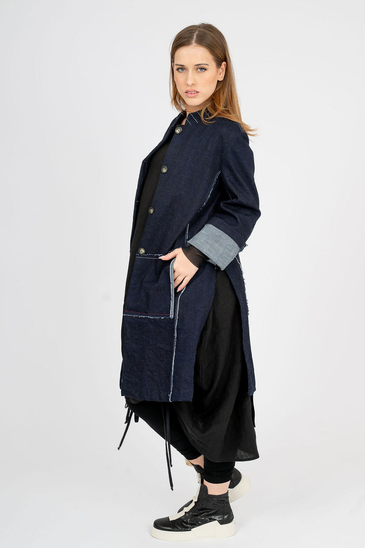 Denim Coat thats raw and rugged- UNISEX