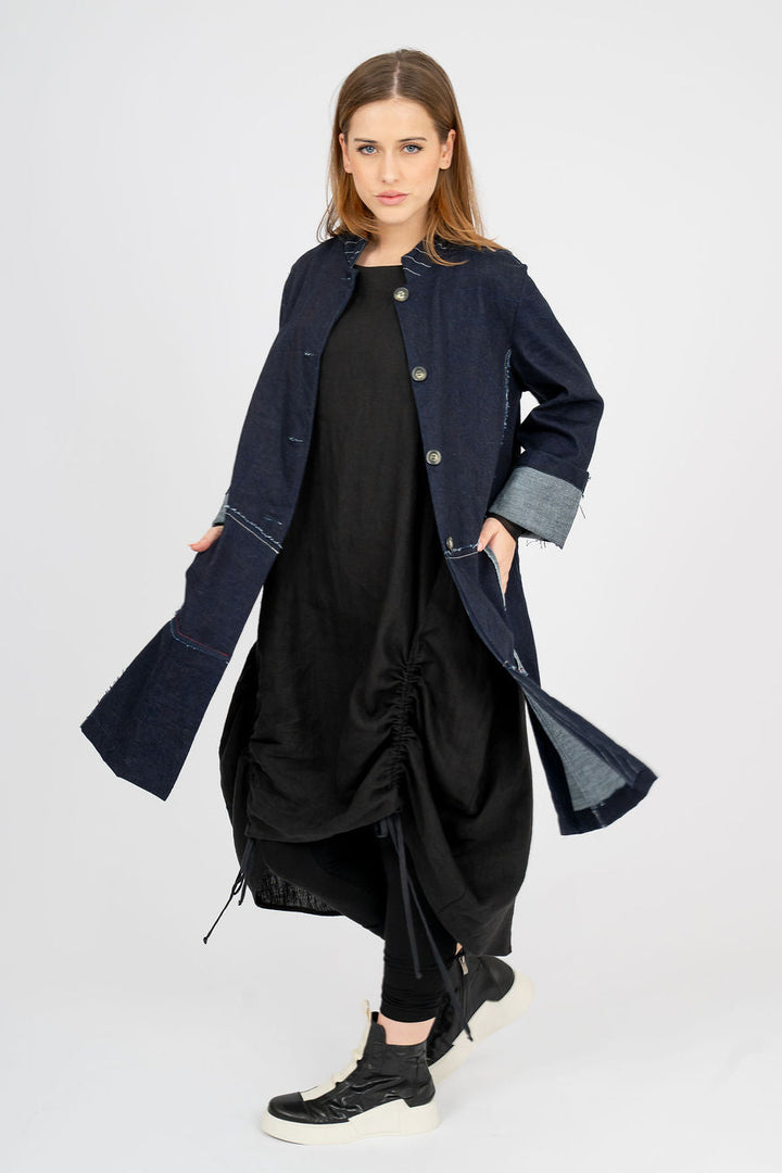 Denim Coat thats raw and rugged- UNISEX
