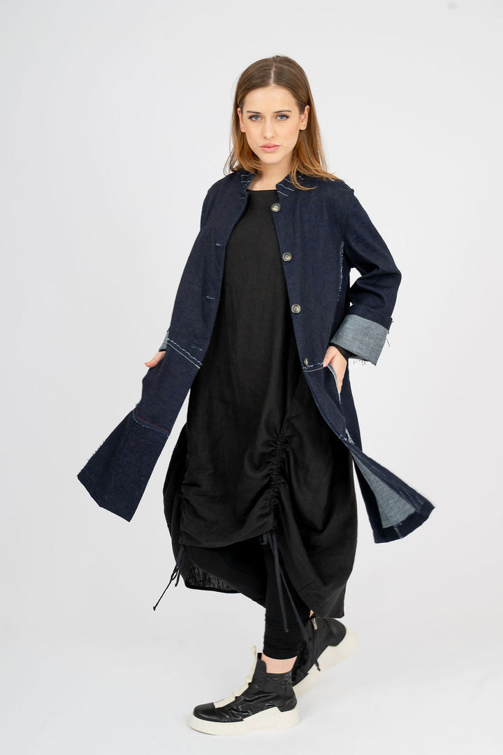 Denim Coat thats raw and rugged- UNISEX