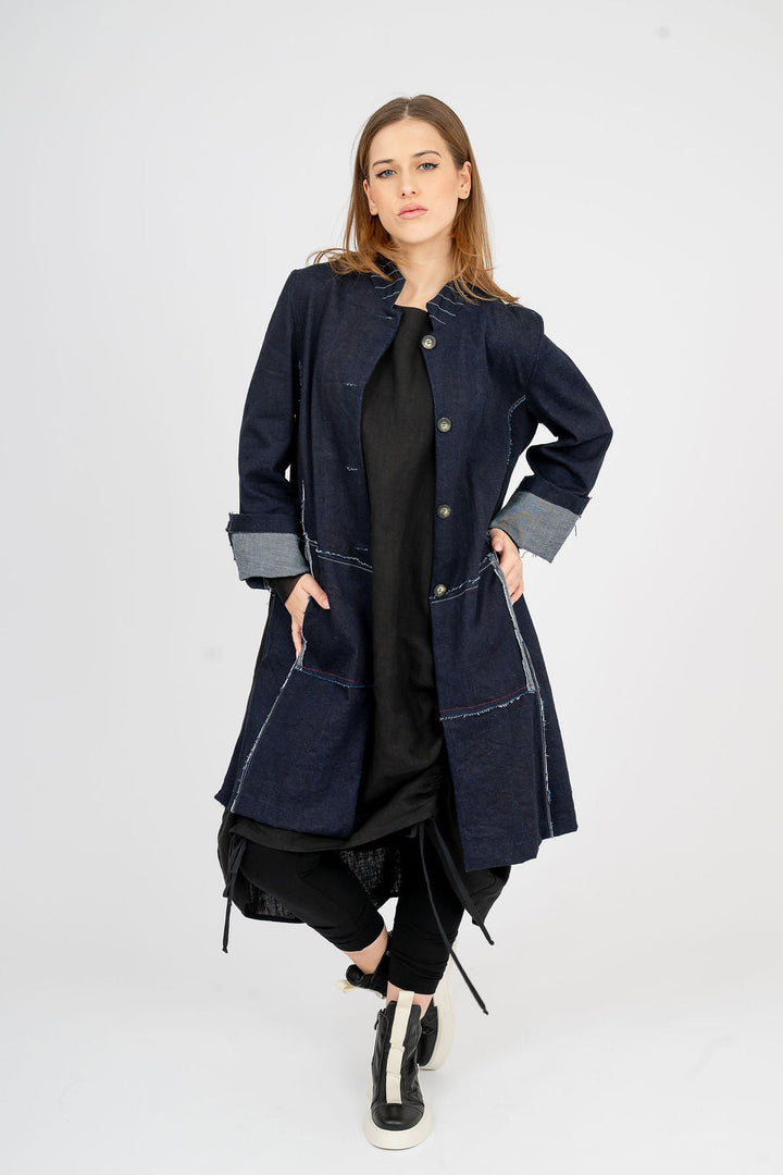 Denim Coat thats raw and rugged- UNISEX