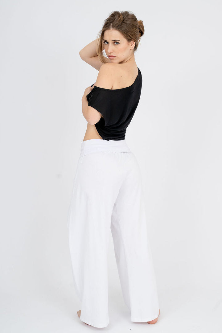 Flare tie front cotton pant
