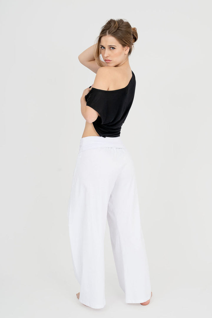 Flare tie front cotton pant