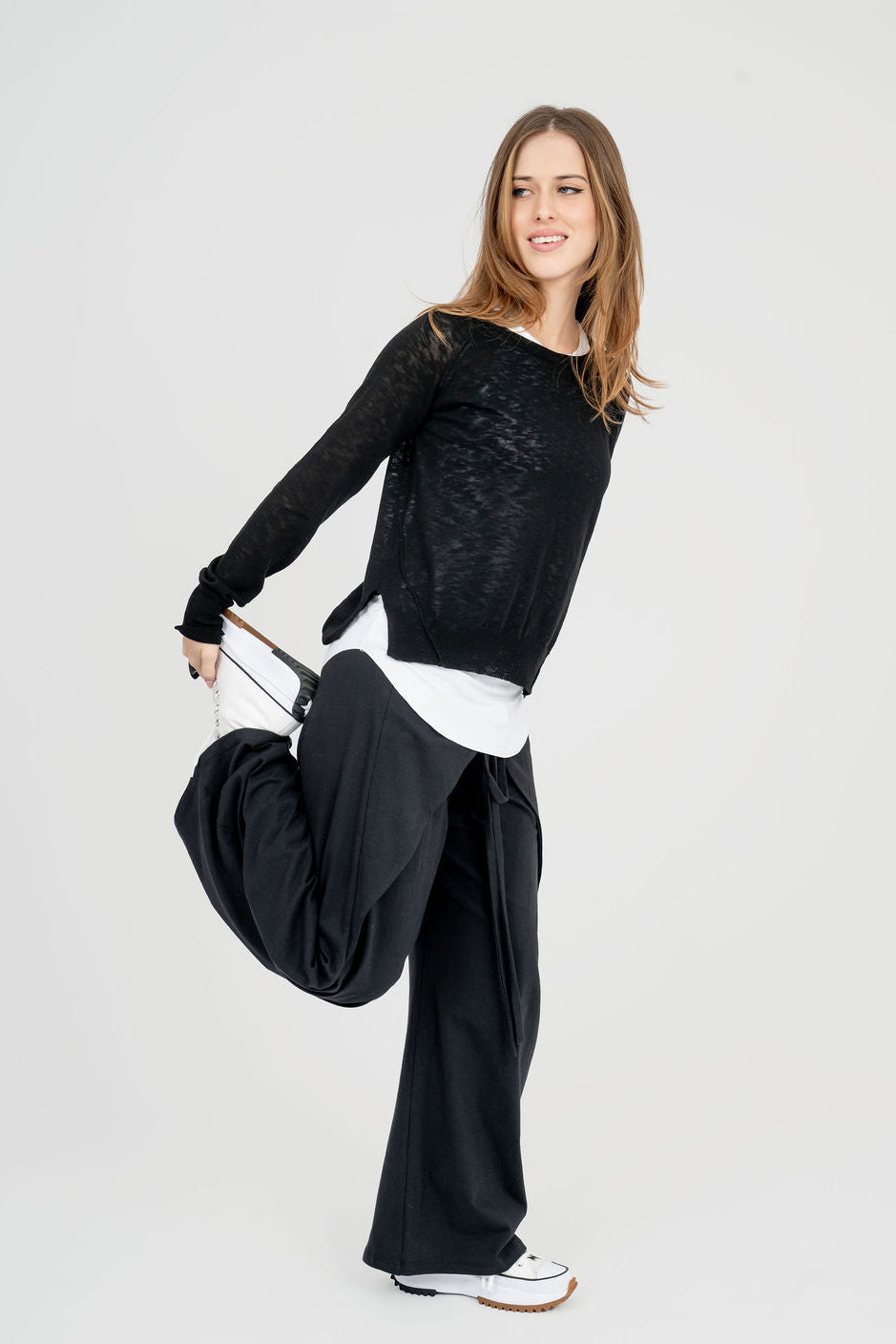 Flare tie front cotton pant