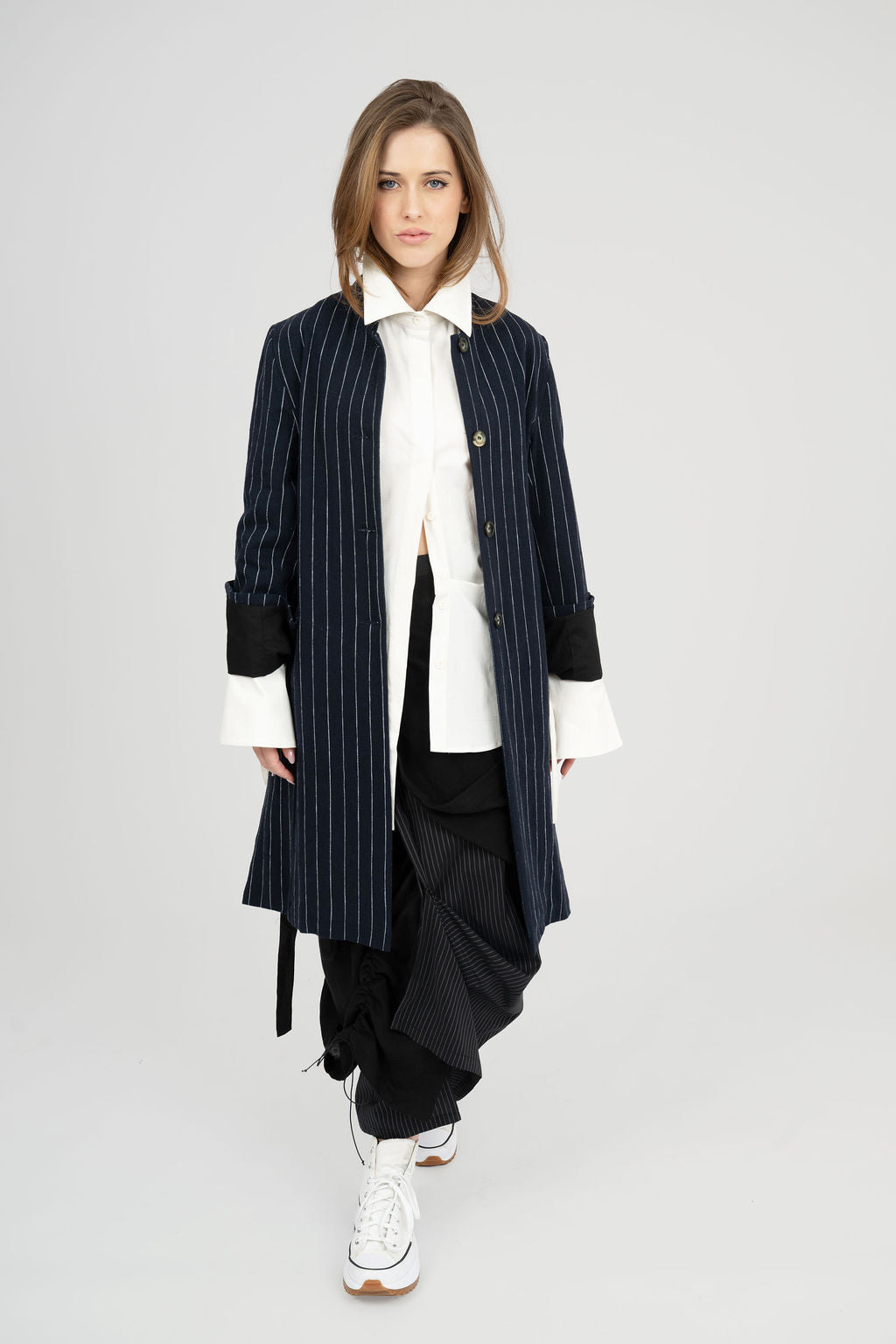 Linen layered wrap skirt