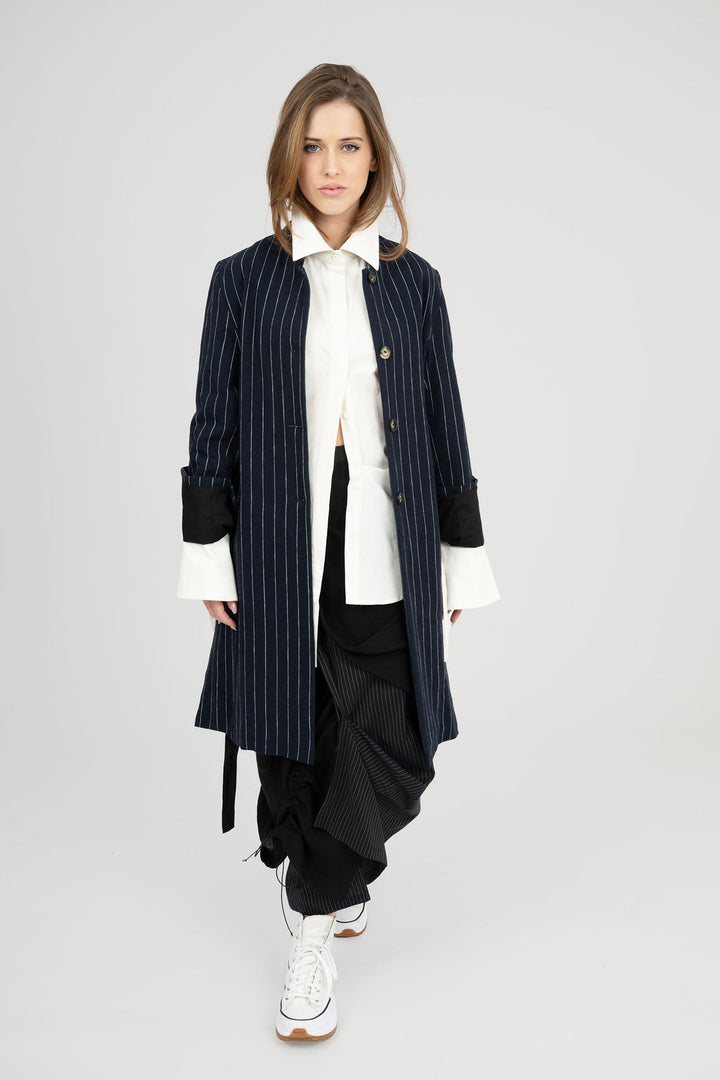 Linen layered wrap skirt