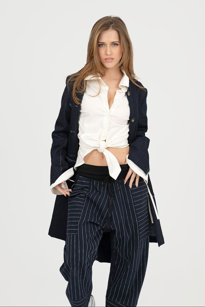 Denim Coat thats raw and rugged- UNISEX