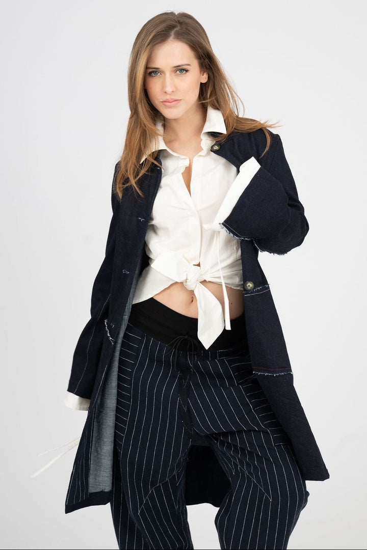 Denim Coat thats raw and rugged- UNISEX