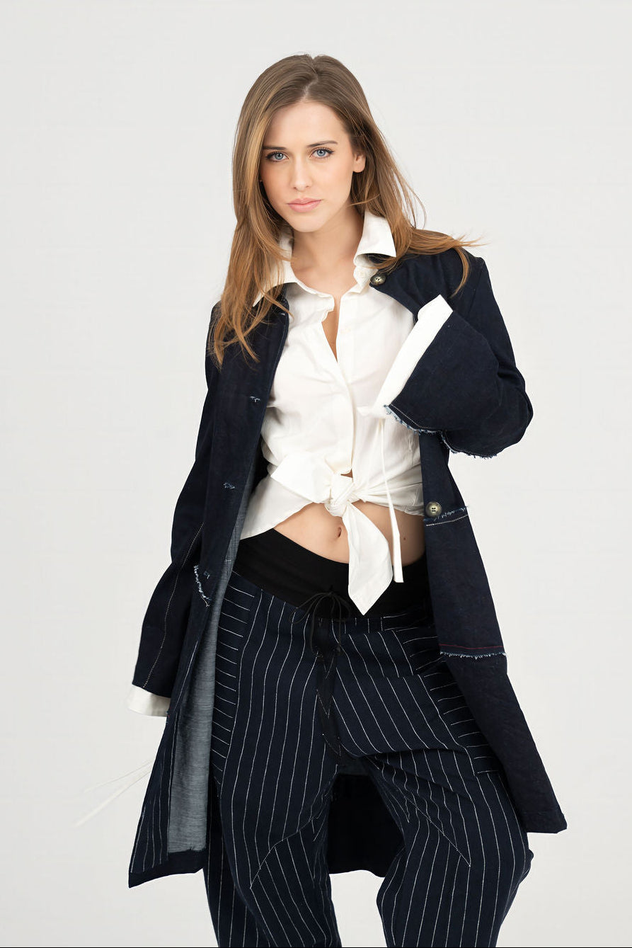 Denim Coat thats raw and rugged- UNISEX