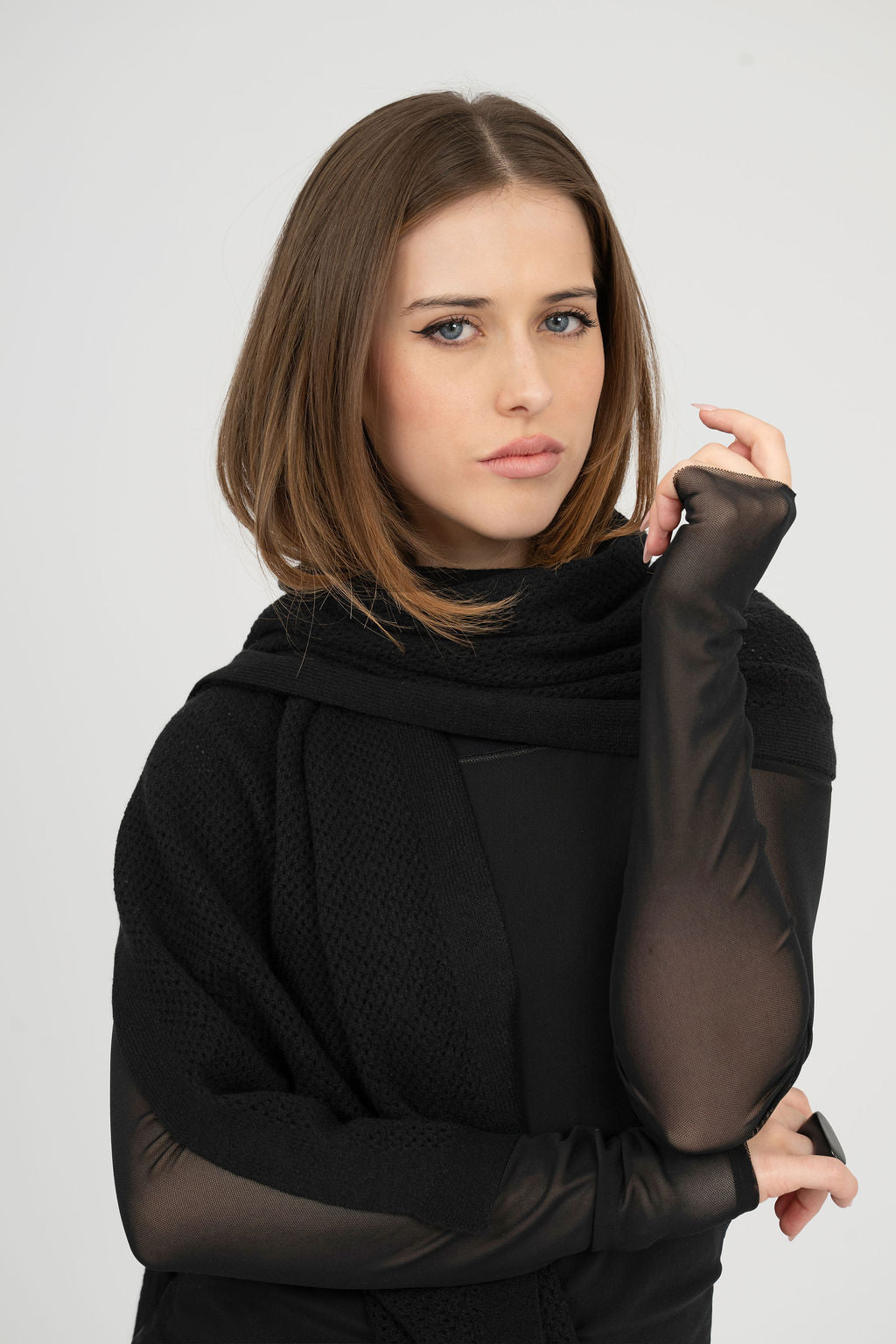 Unisex Long Cashmere mesh shawl
