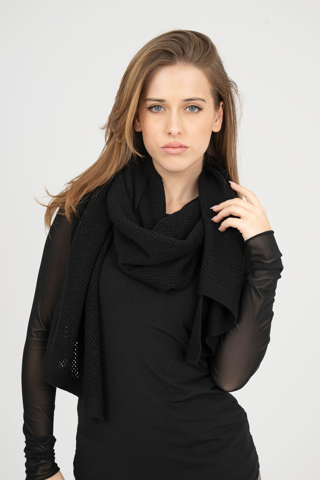 Unisex Long Cashmere mesh shawl