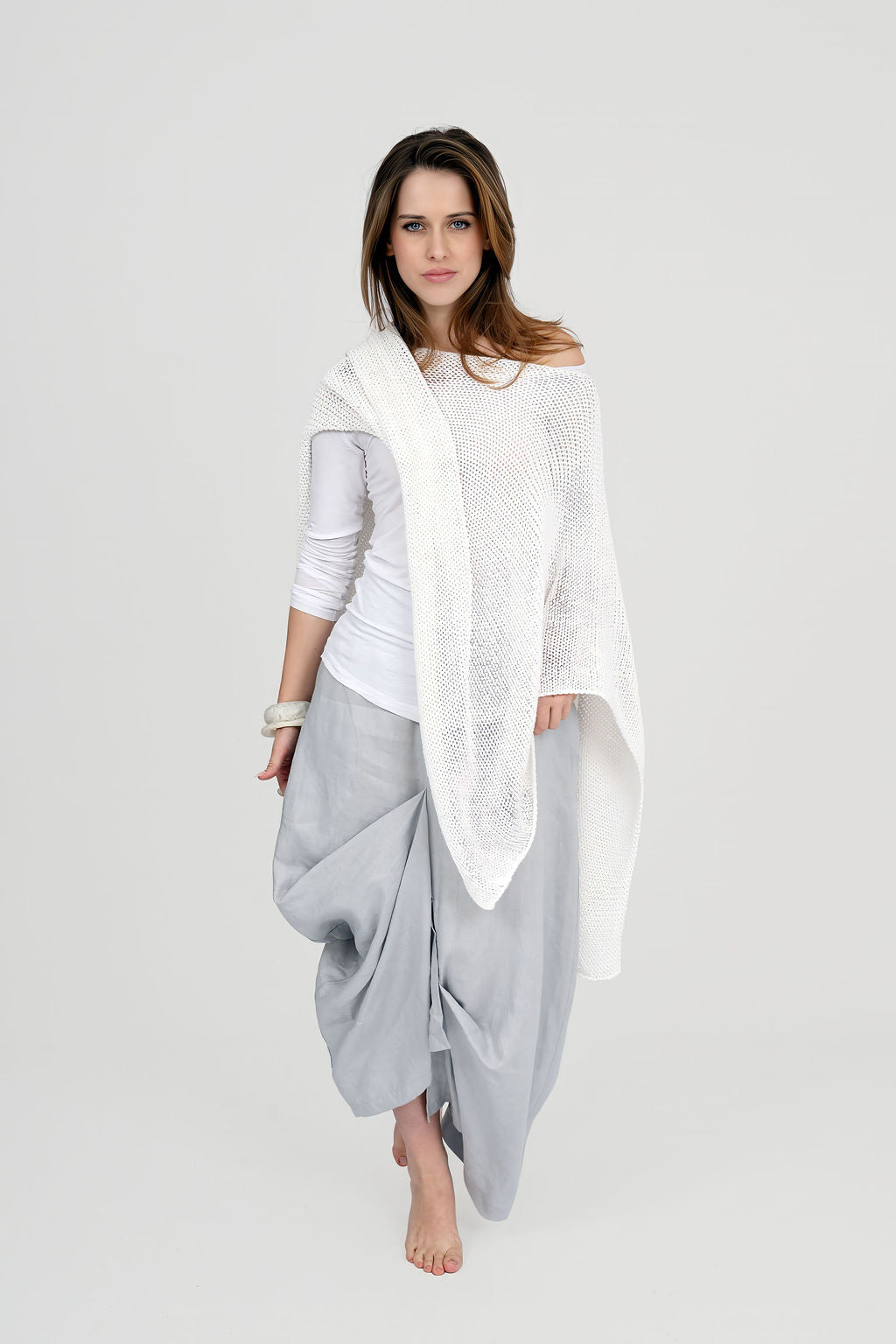 Pleat Linen Asymmetric Maxi Skirt Unisex