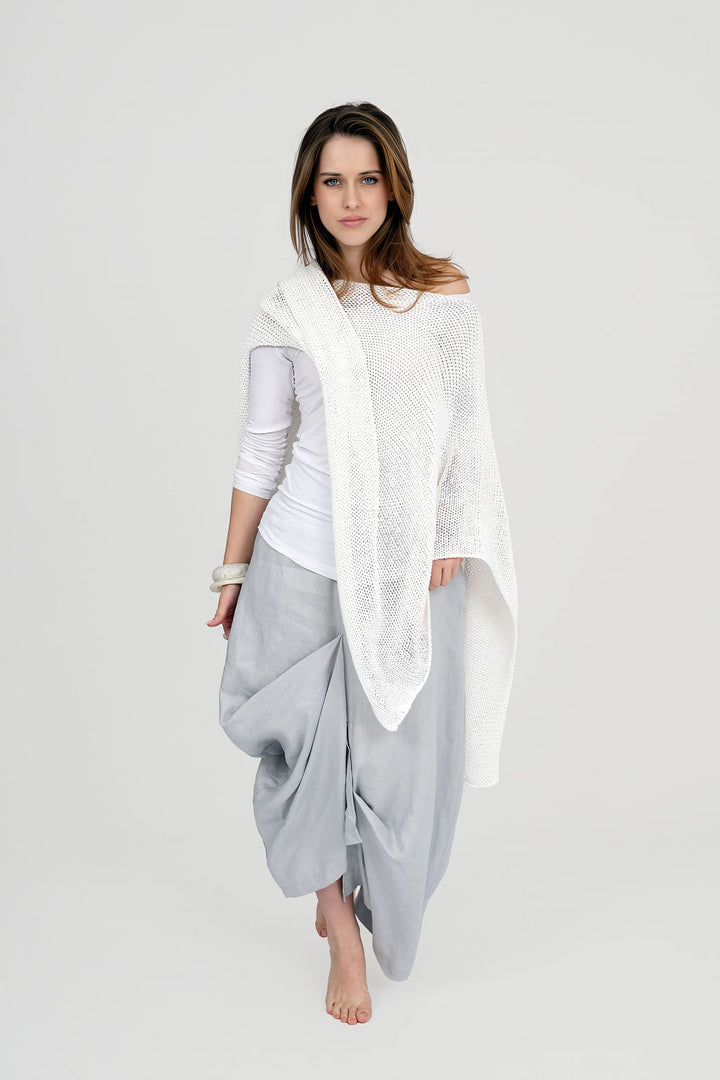 Pleat Linen Asymmetric Maxi Skirt Unisex