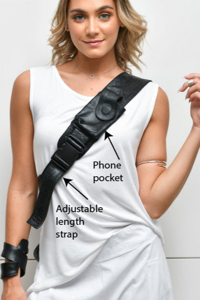 Leather cross body back pack - Unisex