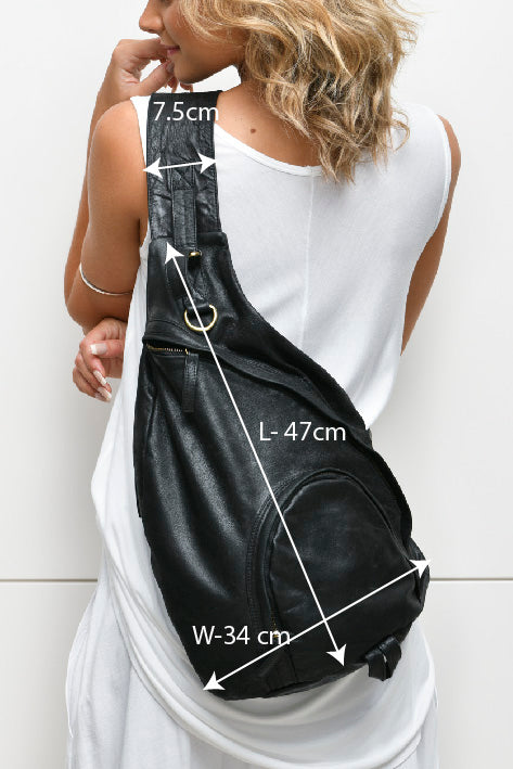 Leather cross body back pack - Unisex