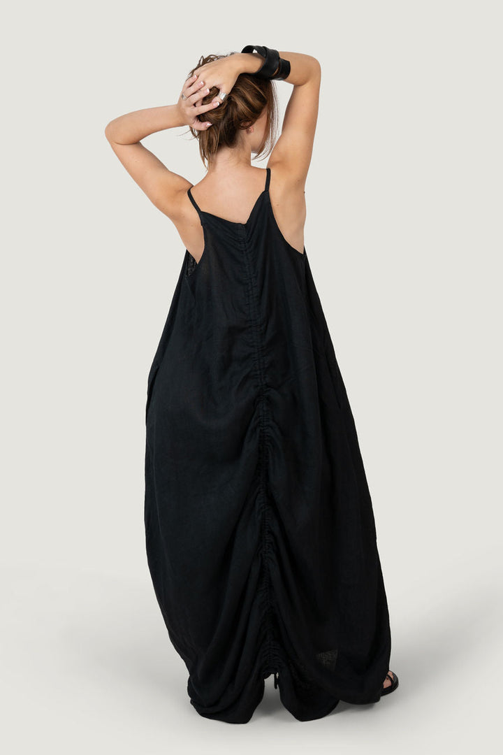 Linen Maxi Dress with square neck