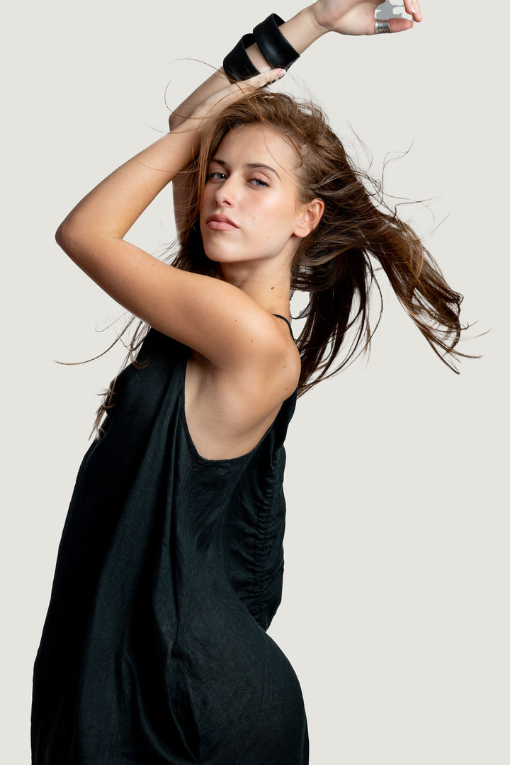 Linen Maxi Dress with square neck