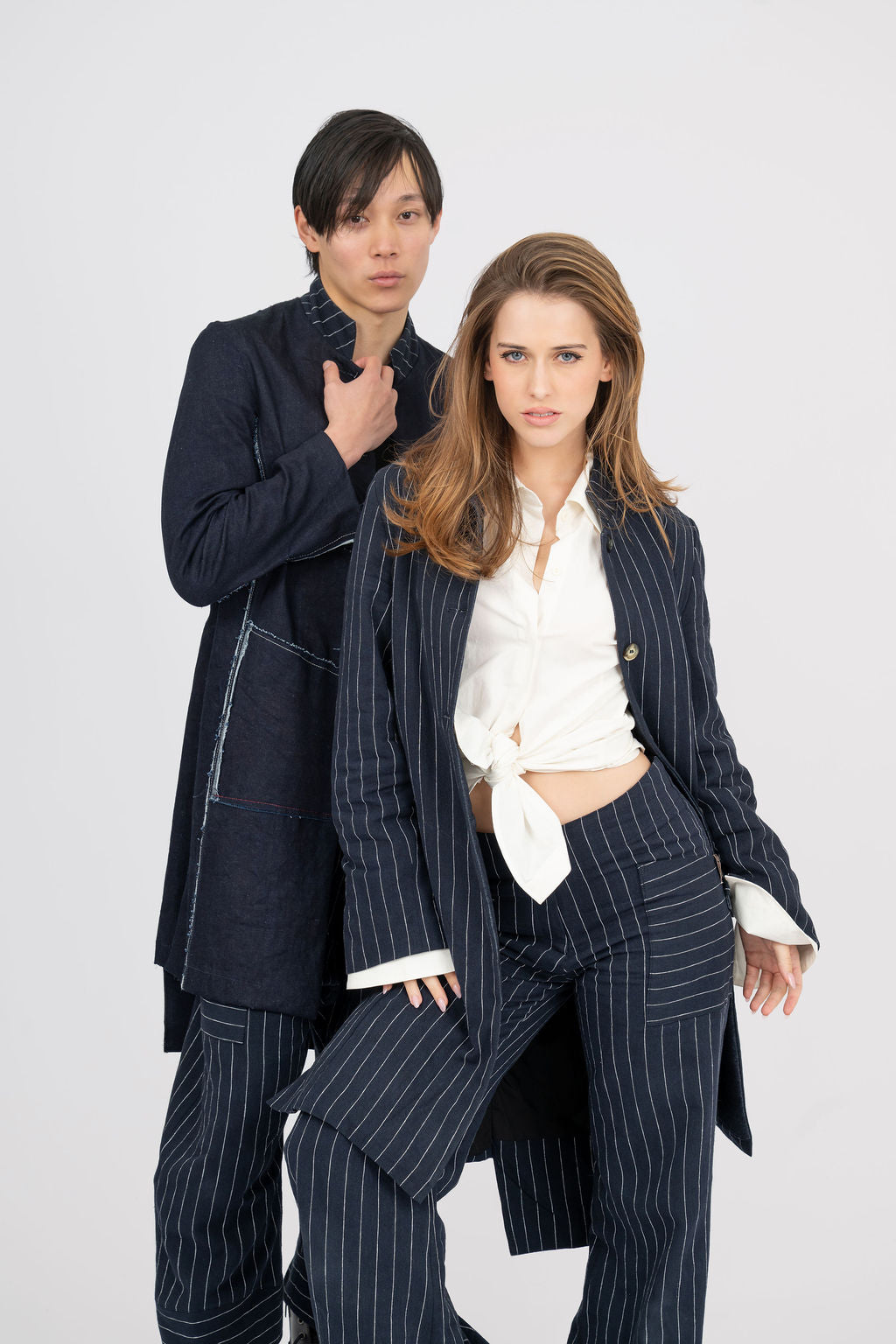 Linen flare pinstripe  pant