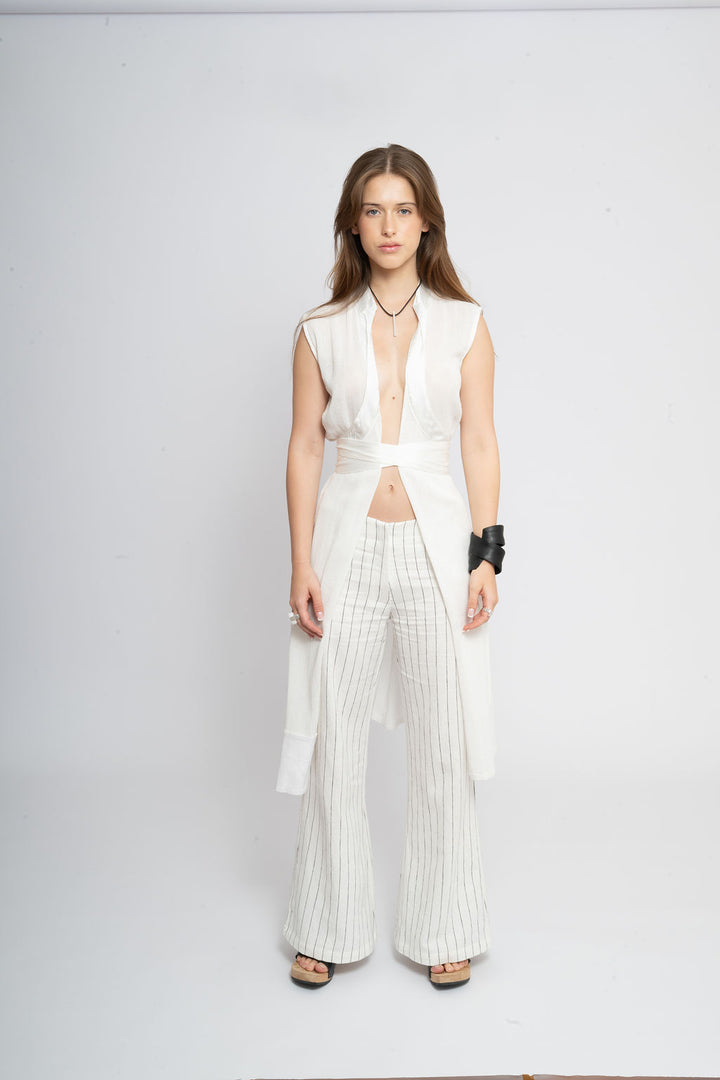 Cotton Mesh Wrap Dress