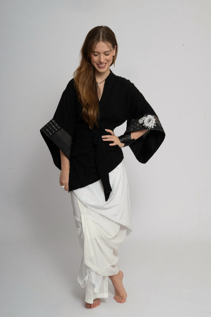 Silk layered wrap skirt