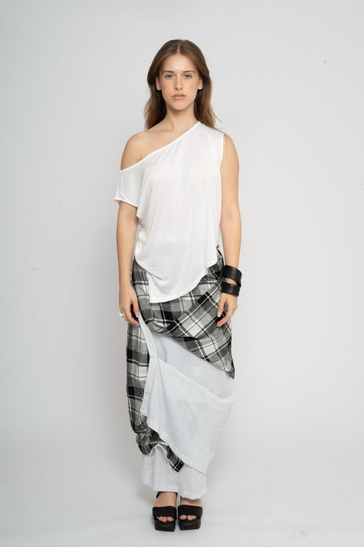 Linen layered wrap skirt