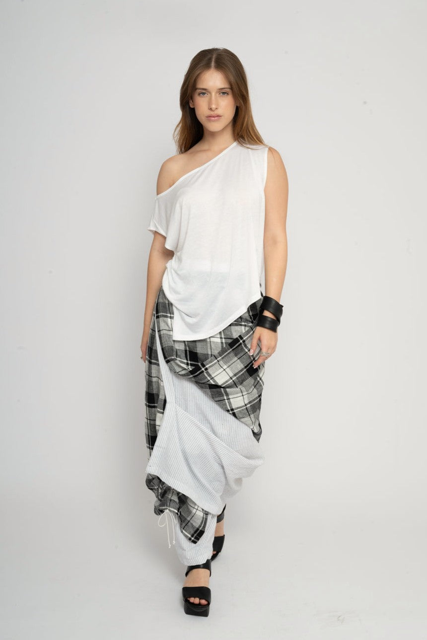 Linen layered wrap skirt