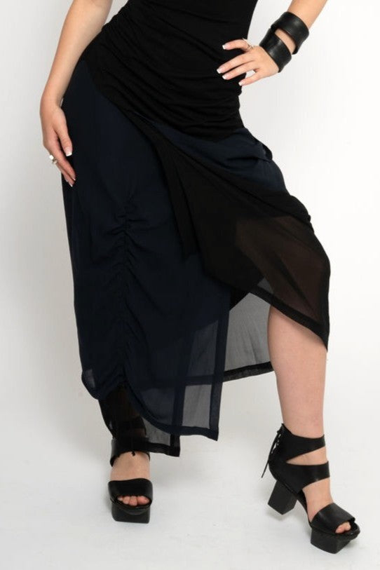 Silk layered wrap skirt