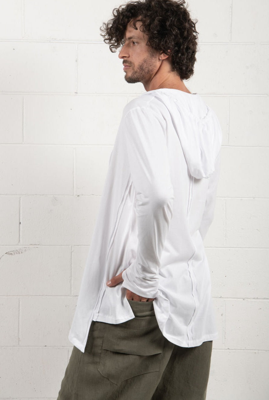 Raw Asymmetric Wrap - T with hoodie