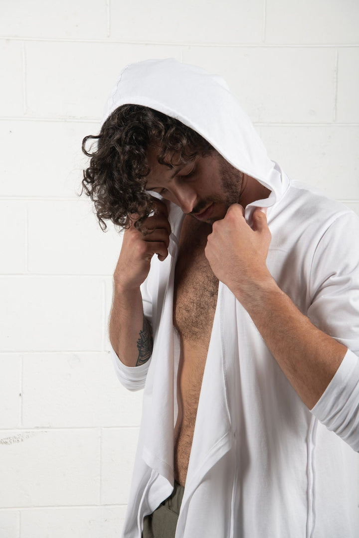 Raw Asymmetric Wrap - T with hoodie