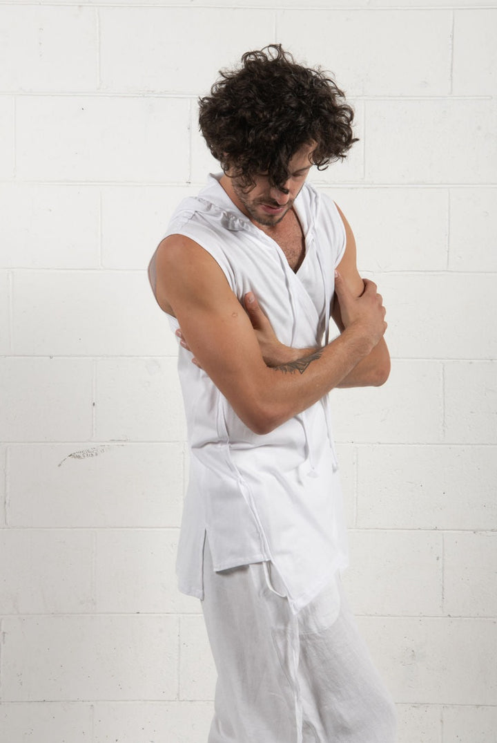 Raw Asymmetric Wrap - T with hoodie