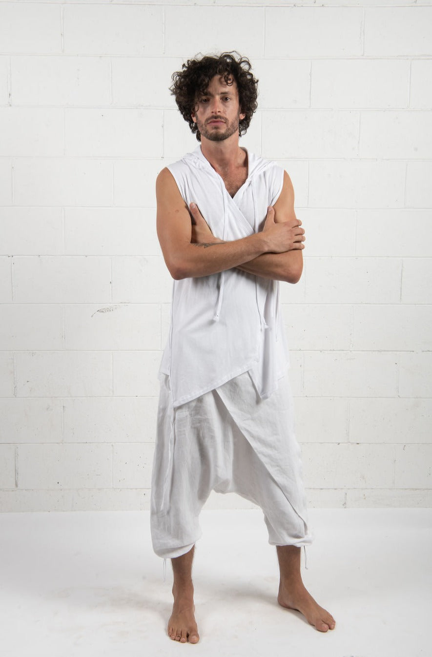 Raw Asymmetric Wrap - T with hoodie