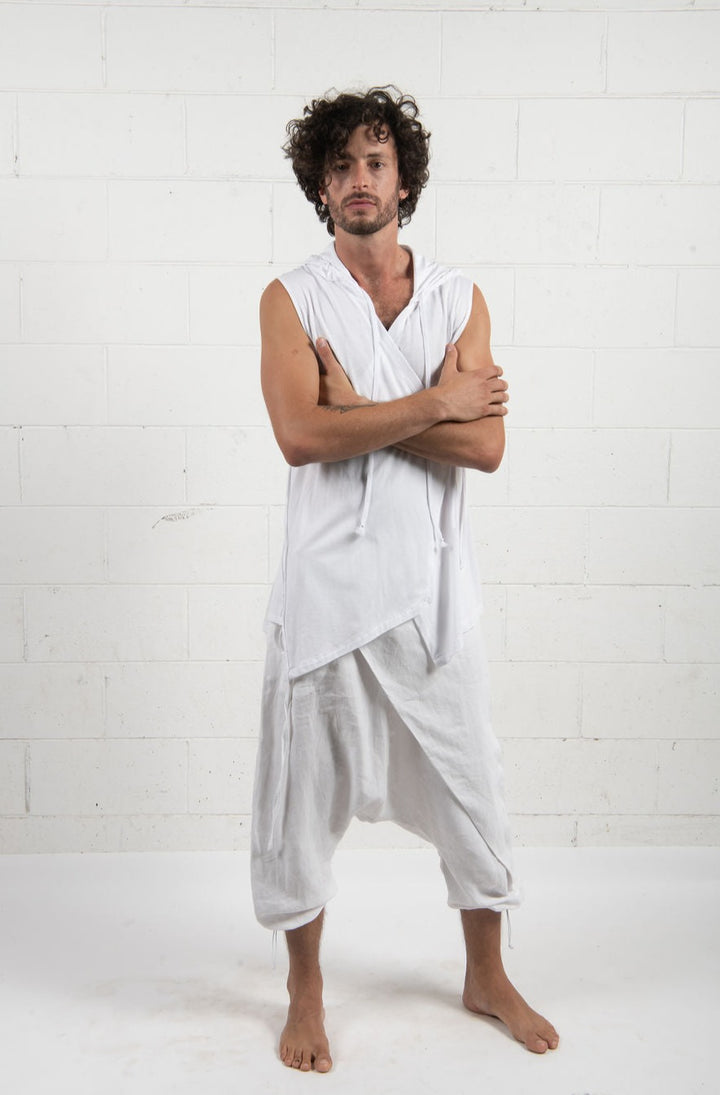 Raw Asymmetric Wrap - T with hoodie