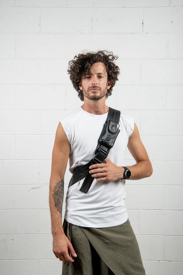 Leather cross body back pack - Unisex
