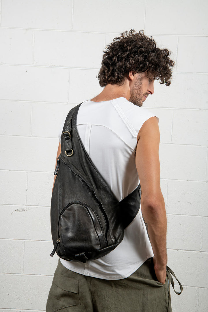 Leather Backpack With Across Body Strap - Unisex