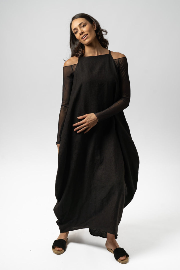 Linen Maxi Dress with square neck