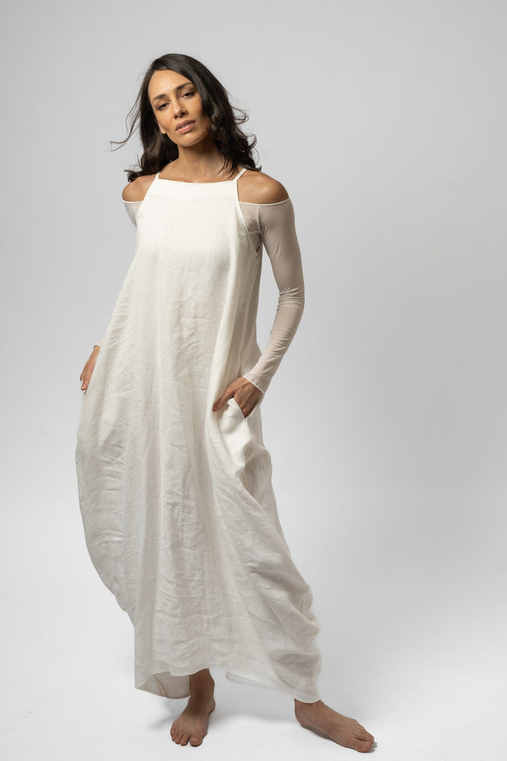 Linen Maxi Dress with square neck