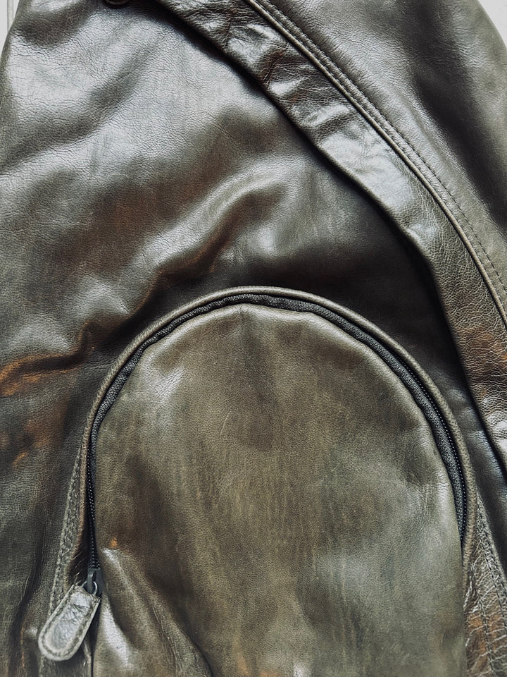 Leather cross body back pack - Unisex
