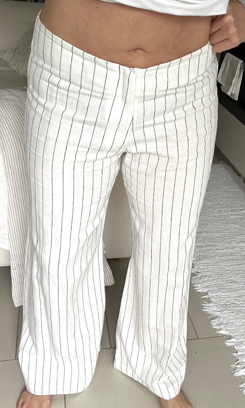 Linen flare pinstripe  pant
