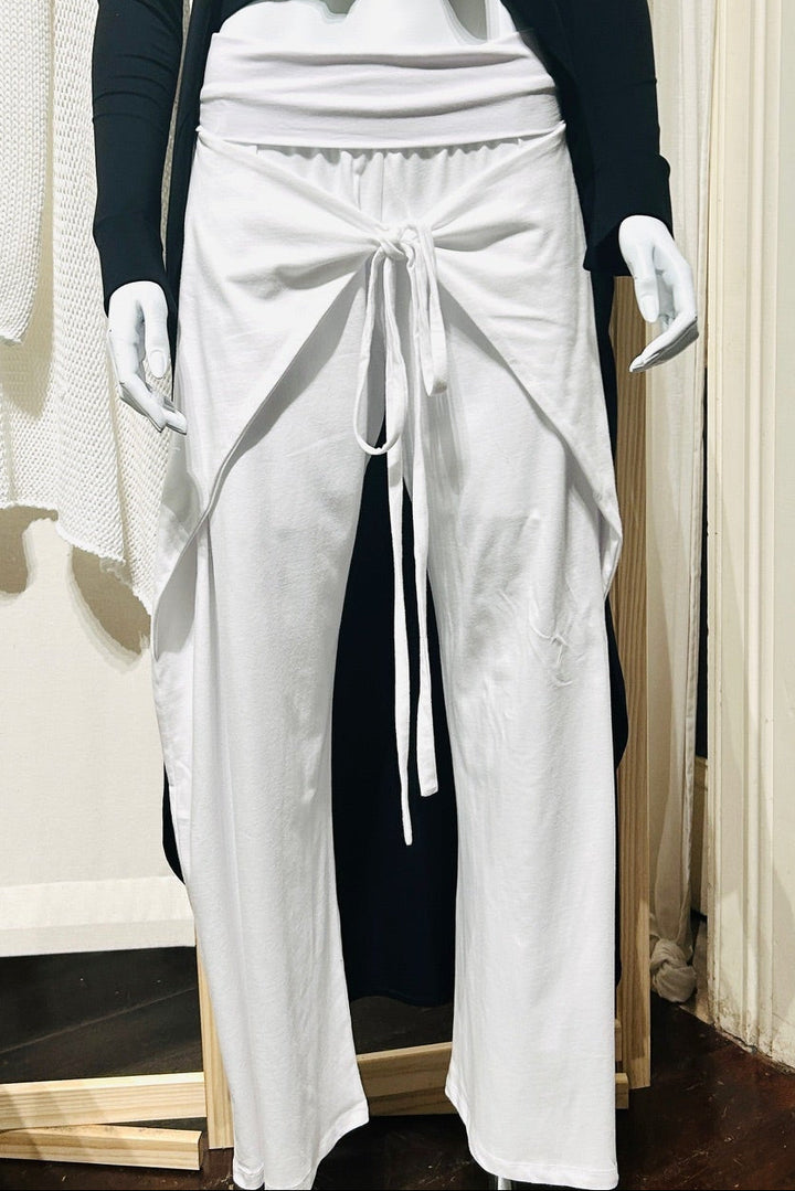 Flare tie front cotton pant