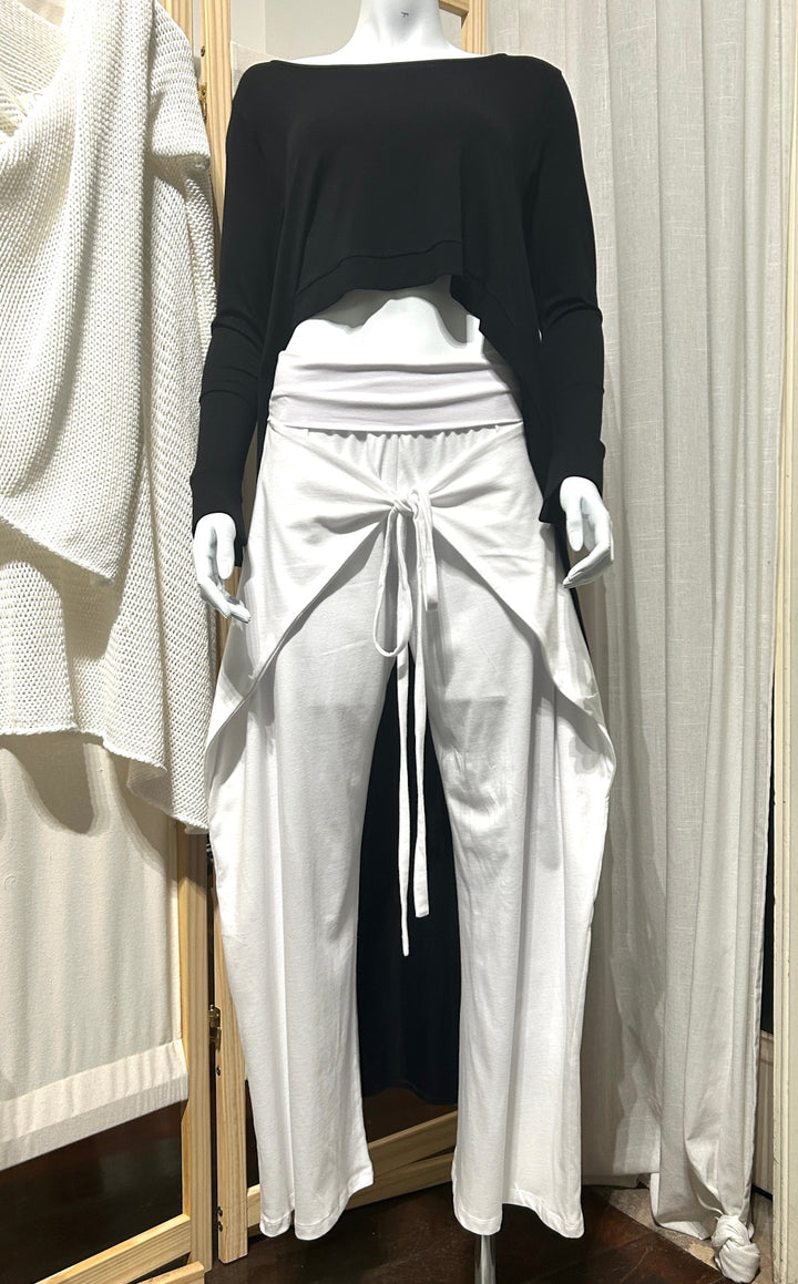 Flare tie front cotton pant