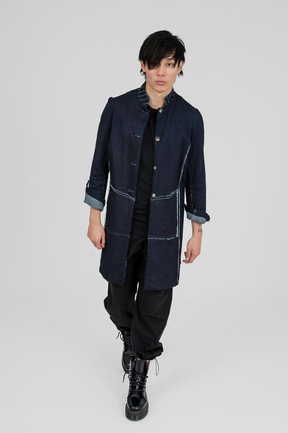 Denim Coat thats raw and rugged- UNISEX