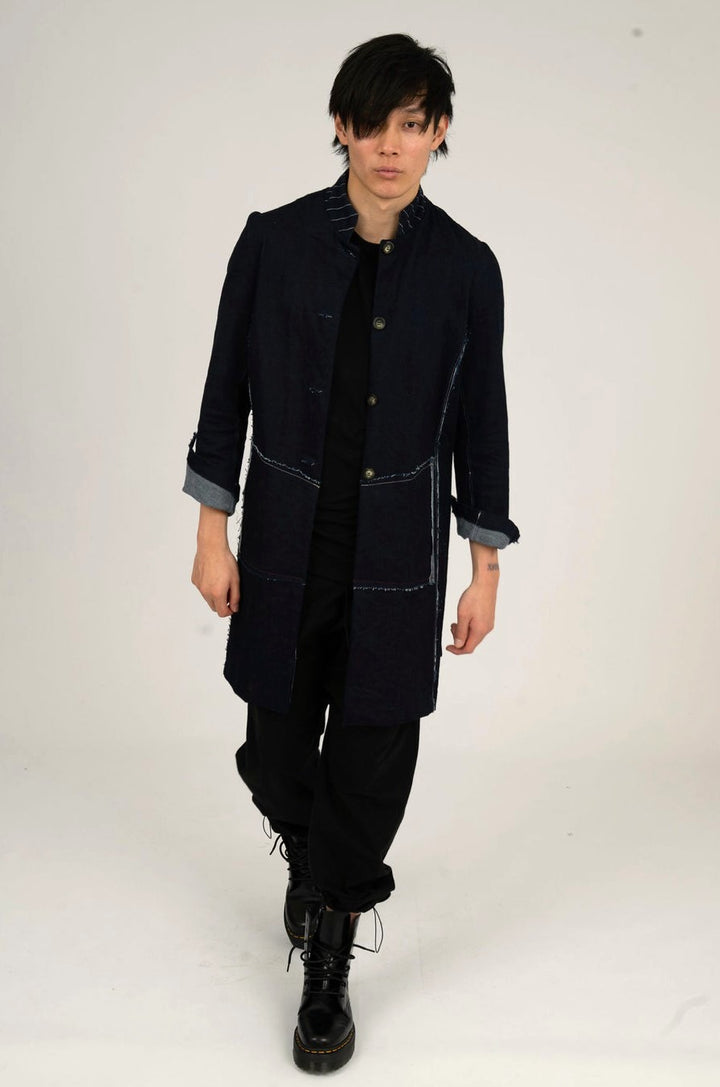 Denim Coat thats raw and rugged- UNISEX