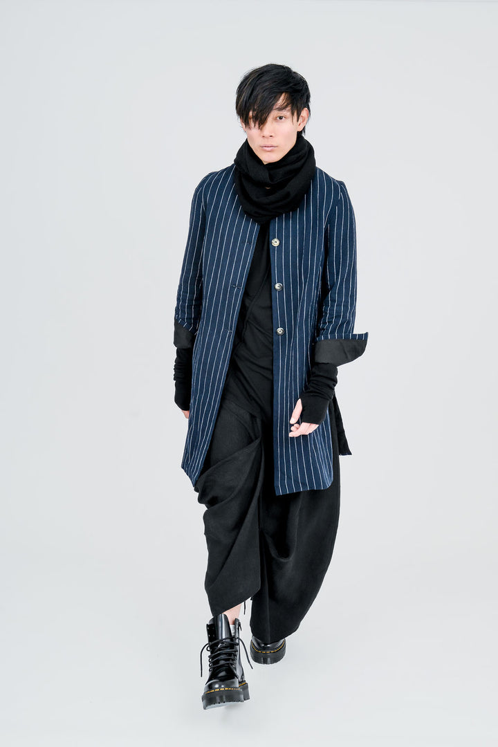 Pleat Linen Asymmetric Maxi Skirt Unisex