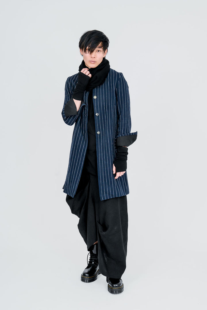 Pleat Linen Asymmetric Maxi Skirt Unisex