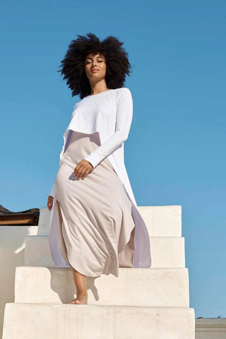 Long Back Top With Long Sleeve