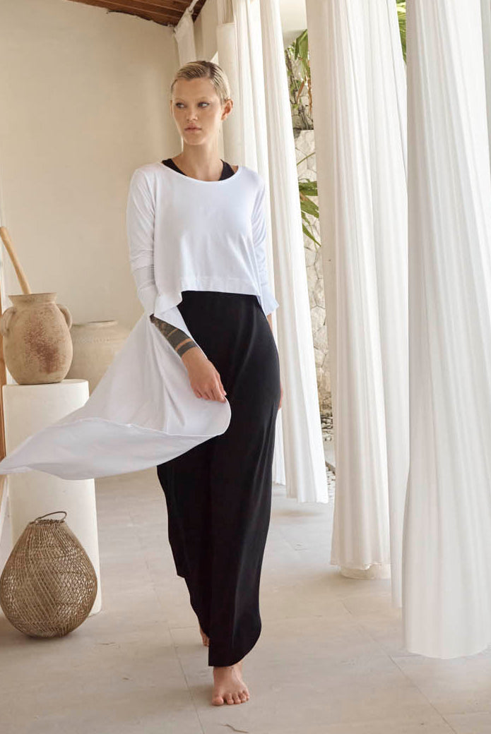 Long Back Top With Long Sleeve