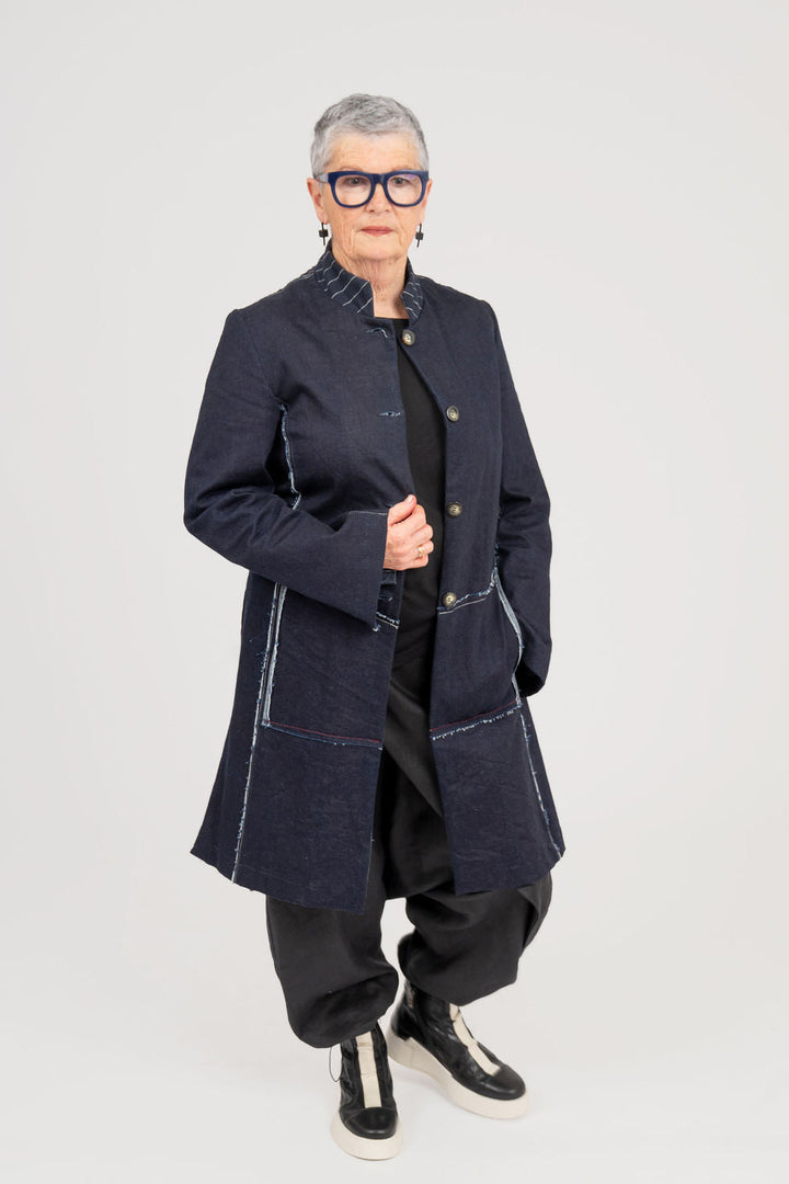 Denim Coat thats raw and rugged- UNISEX