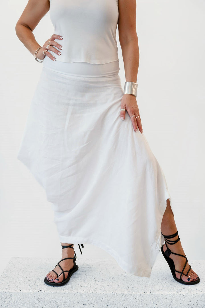 Linen Asymmetric Maxi Skirt
