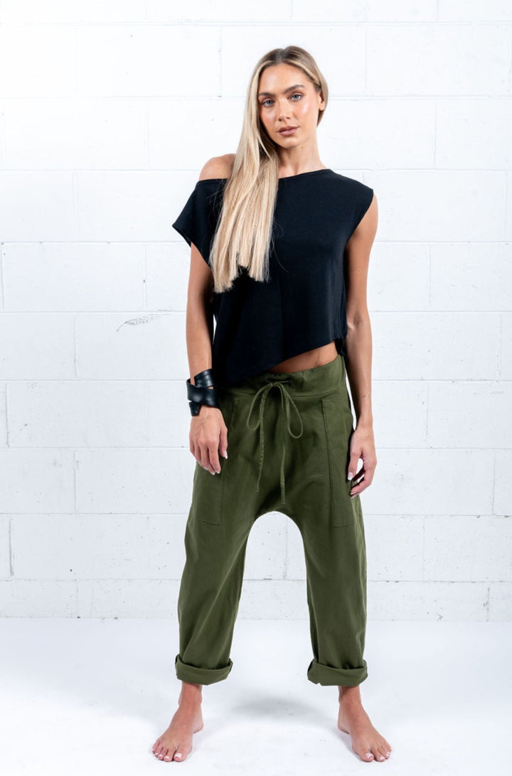 Drop Crop Pants With draw cord- UNISEX