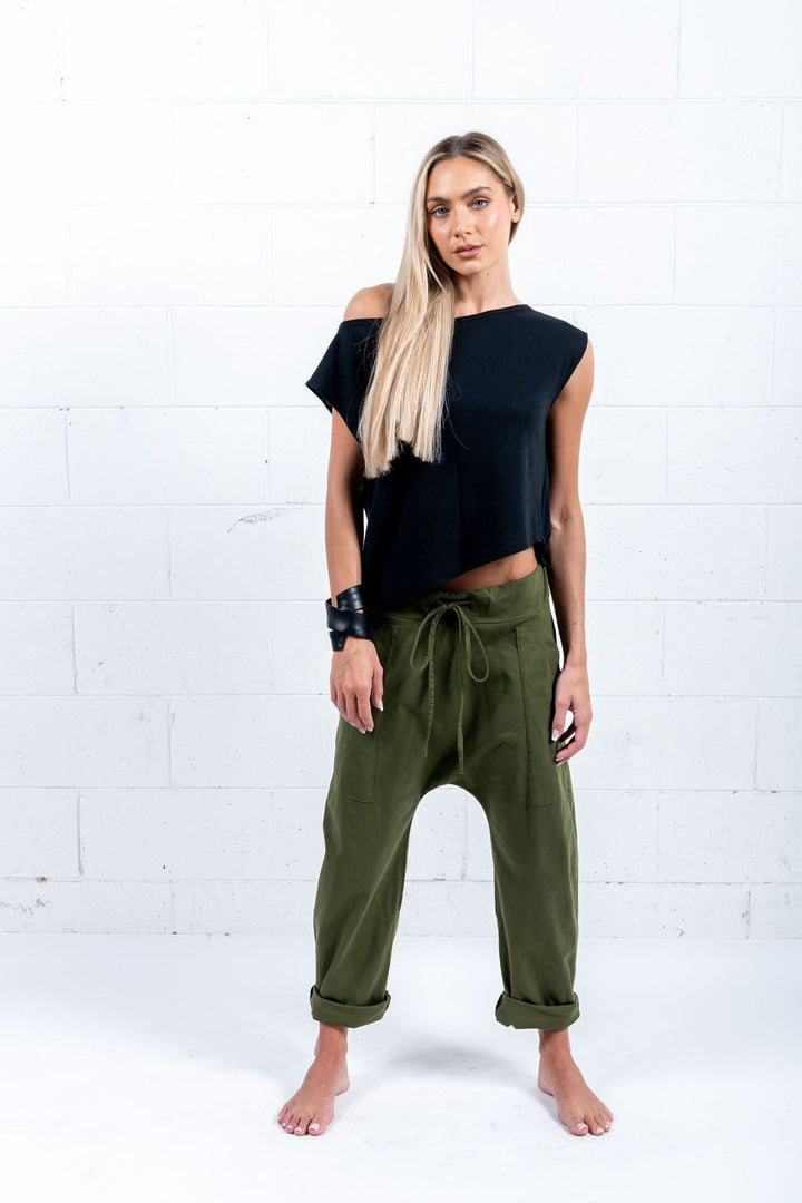 MEN'S Drop Crop Pants With draw cord- UNISEX